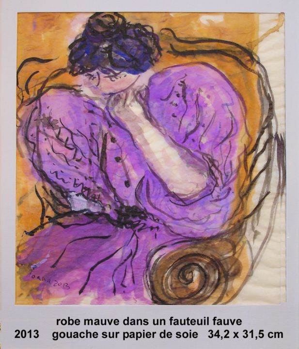 Painting titled "robe mauve dans un…" by Ioana, Original Artwork, Oil