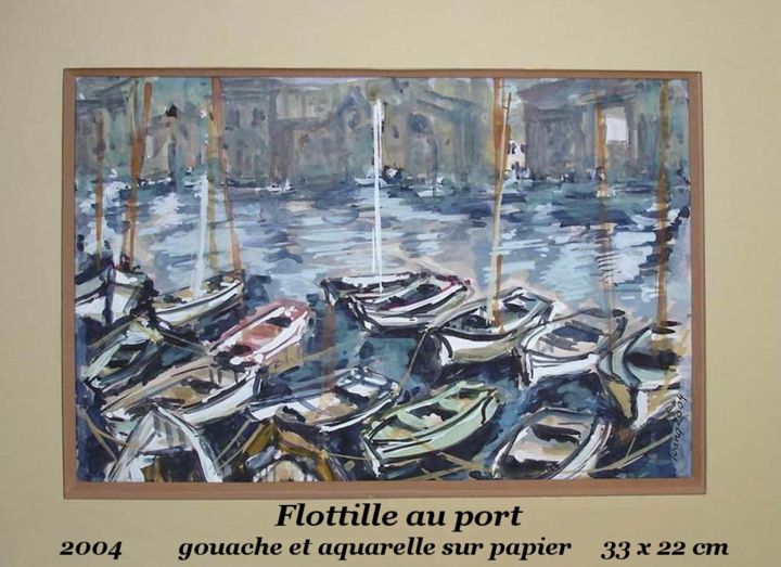 Painting titled "flottille" by Ioana, Original Artwork, Oil