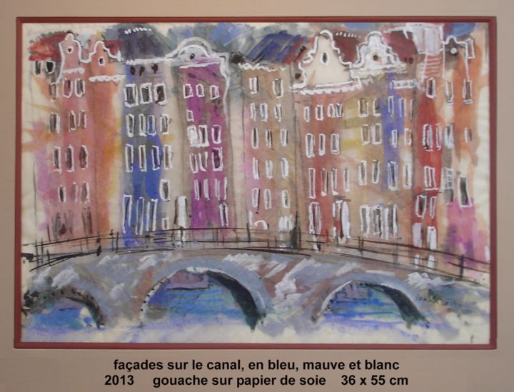 Pintura titulada "façades sur le cana…" por Ioana, Obra de arte original, Gouache