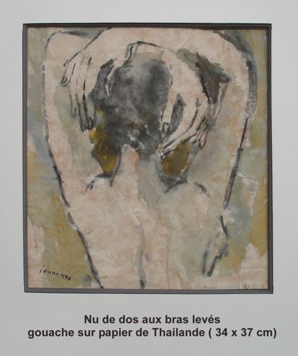 Painting titled "Nu aux bras levés" by Ioana, Original Artwork, Oil