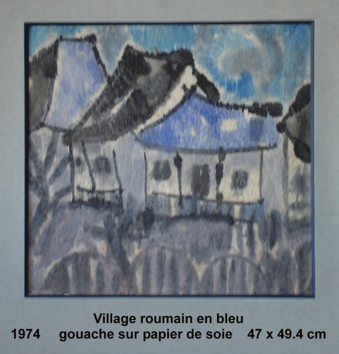 Painting titled "Village roumain en…" by Ioana, Original Artwork, Gouache