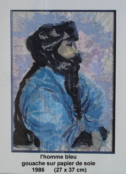 Malerei mit dem Titel "l'homme bleu (buste…" von Ioana, Original-Kunstwerk, Öl