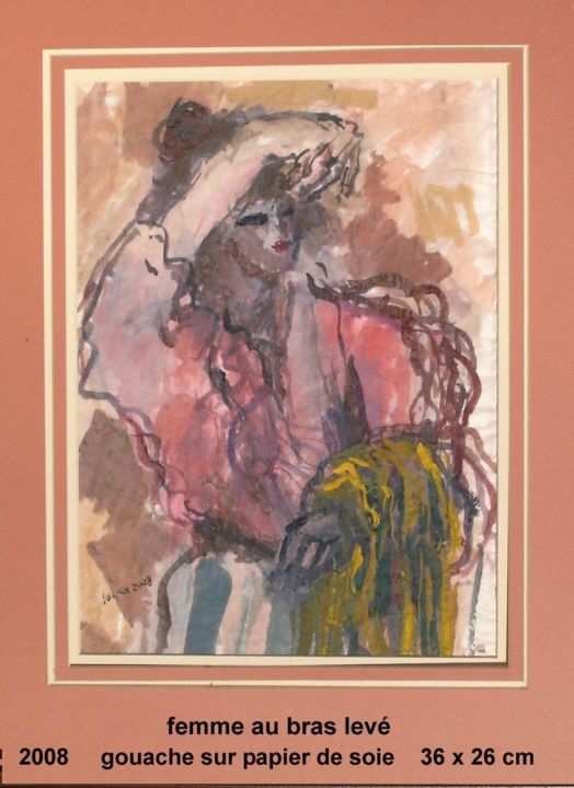 Peinture intitulée "femme au bras levé" par Ioana, Œuvre d'art originale, Huile