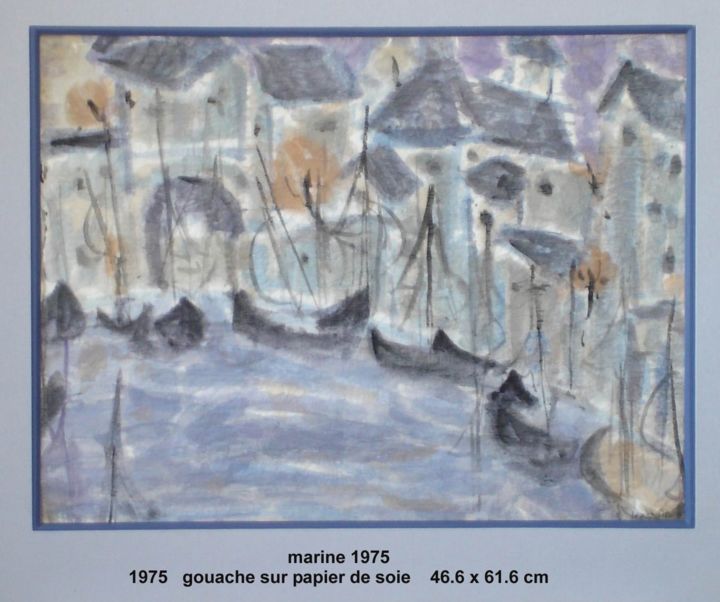 Painting titled "marine-1975" by Ioana, Original Artwork, Gouache