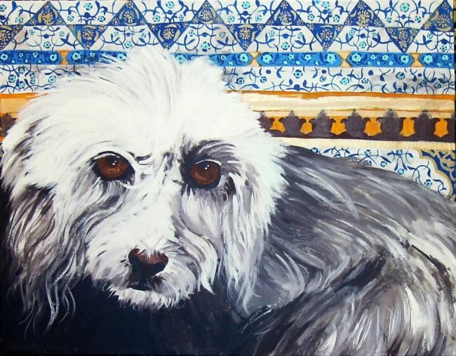 Painting titled "Dog" by Ioana Enescu, Original Artwork, Oil