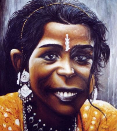 Painting titled "Indienne" by Ioan Bader, Original Artwork