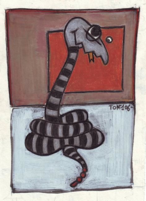 Zeichnungen mit dem Titel "small face snake" von Iom4, Original-Kunstwerk