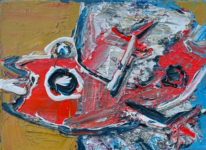 Картина под названием "In flight" - Ion Morarescu, Подлинное произведение искусства, Масло Установлен на Деревянная рама для…