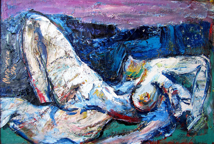 Pittura intitolato "Relaxation in nature" da Ion Morarescu, Opera d'arte originale, Olio Montato su Telaio per barella in le…