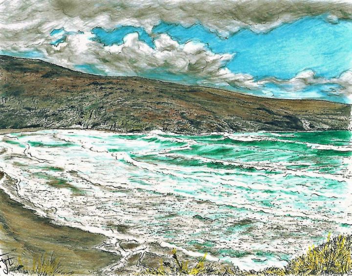 Ζωγραφική με τίτλο "GREEK SEA" από Jonfyt, Αυθεντικά έργα τέχνης, Μολύβι