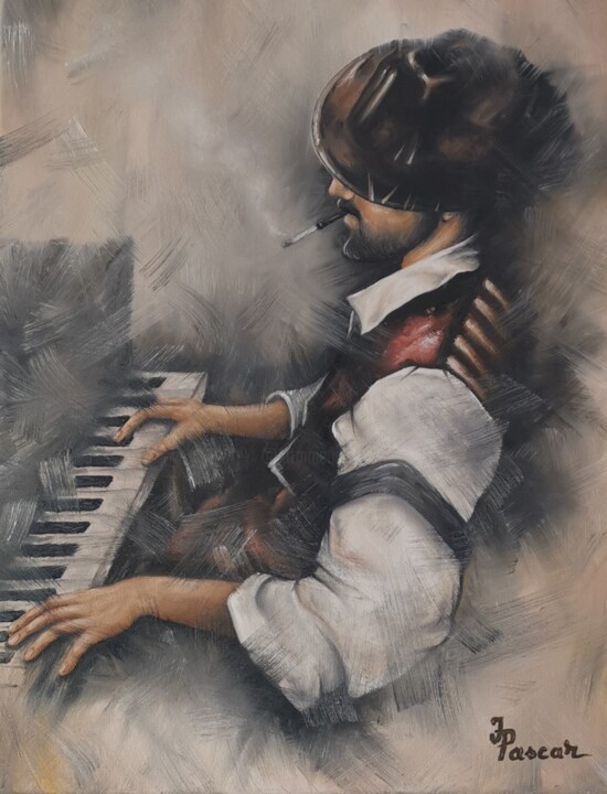 Peinture intitulée "piano" par Ionel Pascar, Œuvre d'art originale, Huile