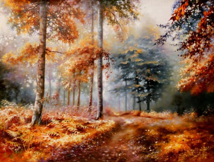 Painting titled "Fairy forest" by Mihai Ionescu, Original Artwork, Oil