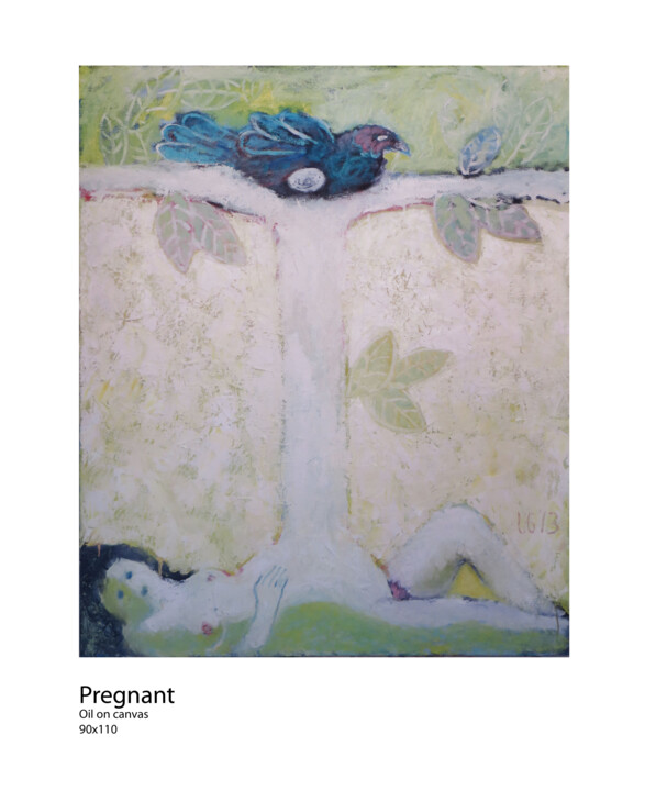 Картина под названием "Pregnant" - Ioseb Nadiradze (SOSO), Подлинное произведение искусства, Масло
