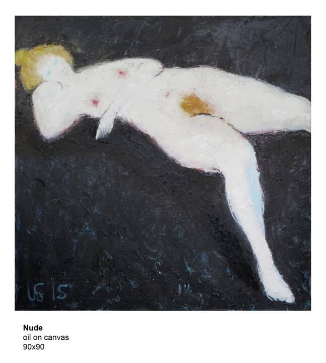 Картина под названием "Nude in black" - Ioseb Nadiradze (SOSO), Подлинное произведение искусства, Масло