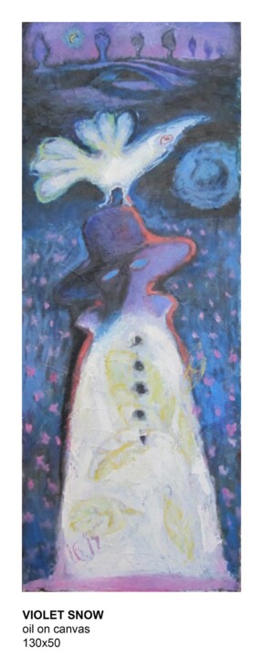 Painting titled "Violet snow" by Ioseb Nadiradze (SOSO), Original Artwork, Oil