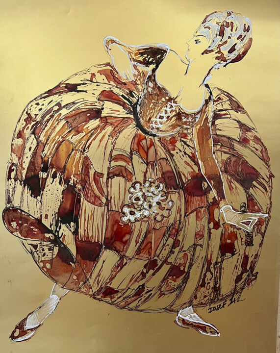 Peinture intitulée "Costume  for the op…" par Iosef Yusupov, Œuvre d'art originale, Encre