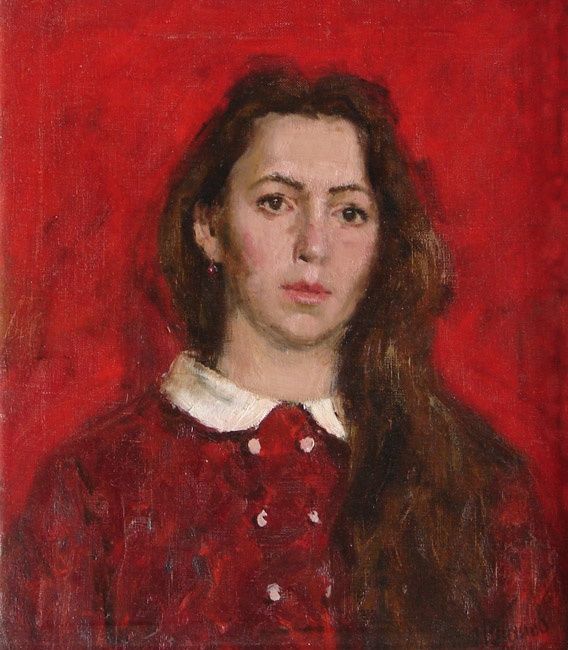 Painting titled ""портрет девушки в…" by Igor Panov, Original Artwork, Oil