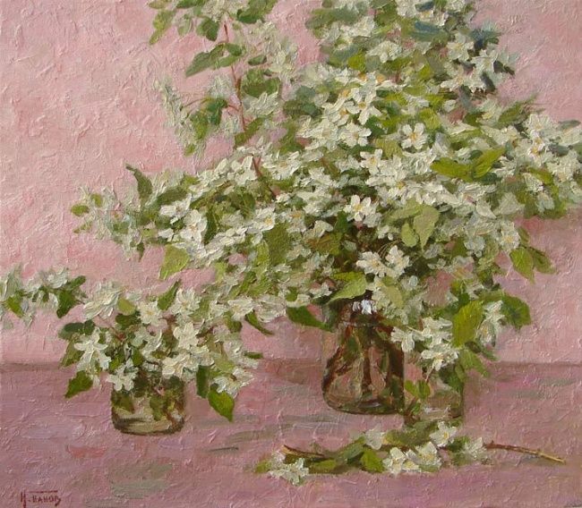 Картина под названием ""Время цветущей ябл…" - Igor Panov, Подлинное произведение искусства, Масло