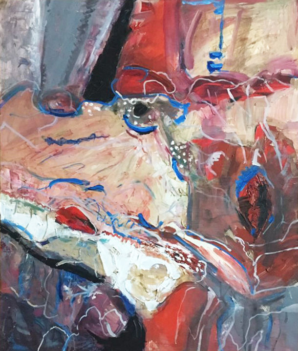 Schilderij getiteld "emotion-meat-puryno…" door Victoria Purynova, Origineel Kunstwerk