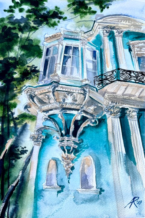 Painting titled "Odesa, Archi-sketch" by Ira Popovych, Original Artwork, Watercolor