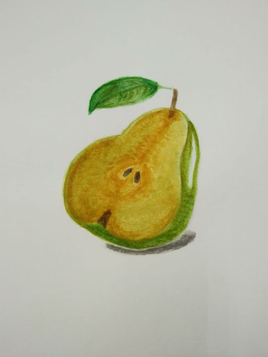 Painting titled "Pear" by Irina Shopina, Original Artwork, Watercolor