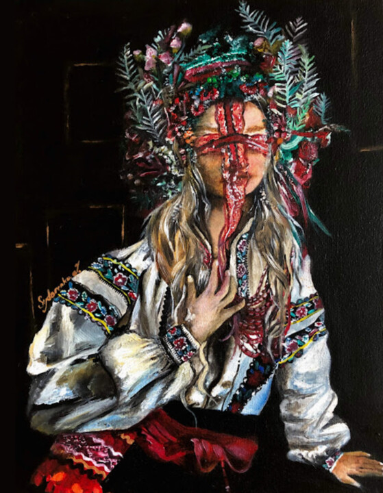 Painting titled "Этническая мотанка" by Ира Сидоренко, Original Artwork, Oil