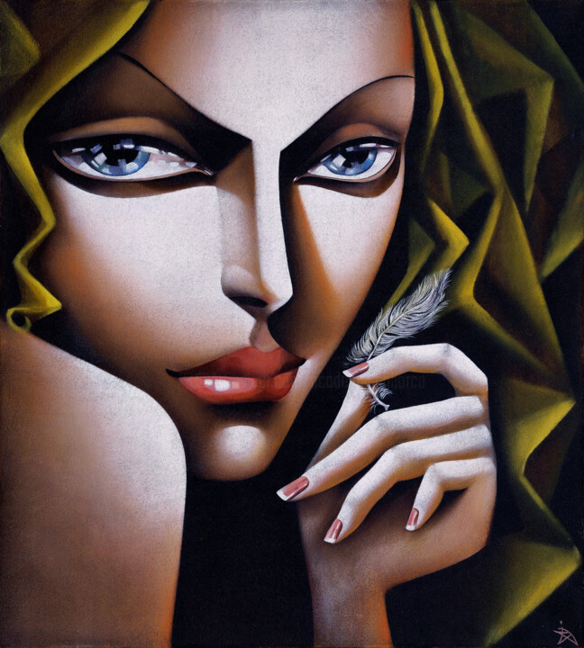 Painting titled "Feather" by Ira Tsantekidou, Original Artwork, Oil