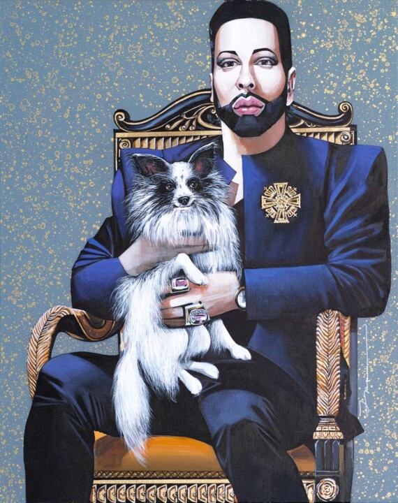 Malerei mit dem Titel "Der Modekönig" von Ira Tsantekidou, Original-Kunstwerk, Acryl
