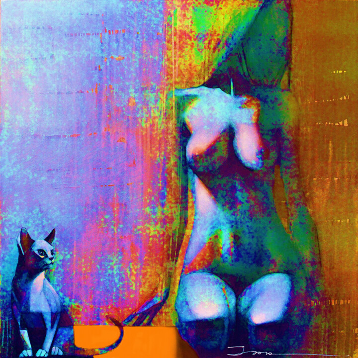 Malerei mit dem Titel "Cats, version 8, ov…" von Ira Tsantekidou, Original-Kunstwerk, Acryl