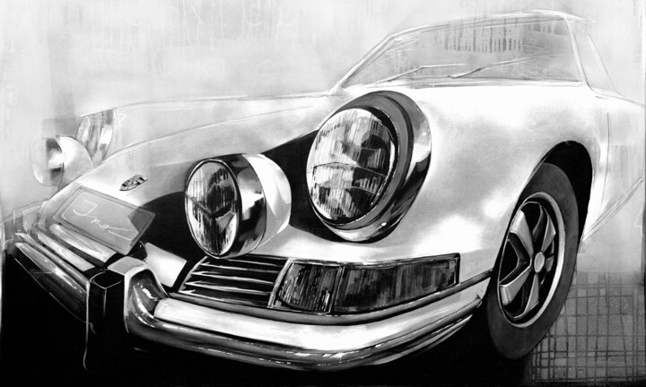 Painting titled "Porsche, Driving Dr…" by Ira Tsantekidou, Original Artwork, Acrylic