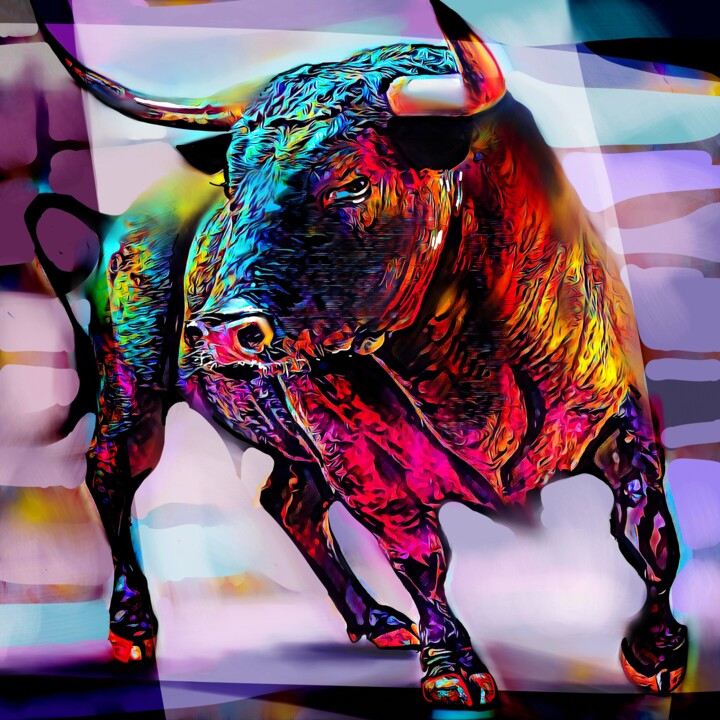 Painting titled "El Toro 2" by Ira Tsantekidou, Original Artwork, Digital Painting