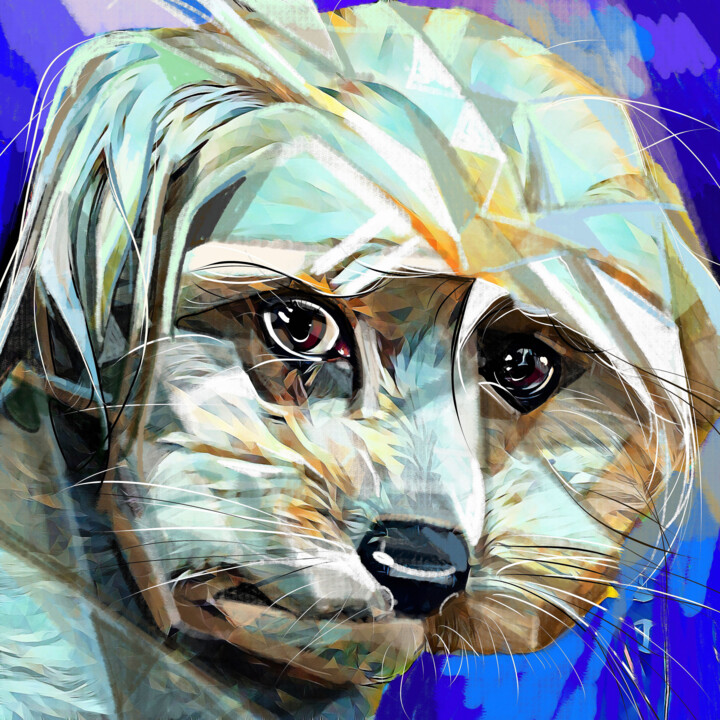 Painting titled "Dog 22" by Ira Tsantekidou, Original Artwork, Digital Painting