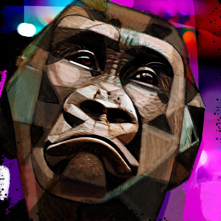 Peinture intitulée "Monkey 2" par Ira Tsantekidou, Œuvre d'art originale, Peinture numérique