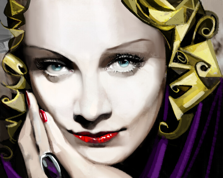Painting titled "Marlene Dietrich 4" by Ira Tsantekidou, Original Artwork, Digital Painting