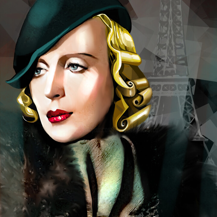 Painting titled "Tamara de Lempicka" by Ira Tsantekidou, Original Artwork, Digital Painting