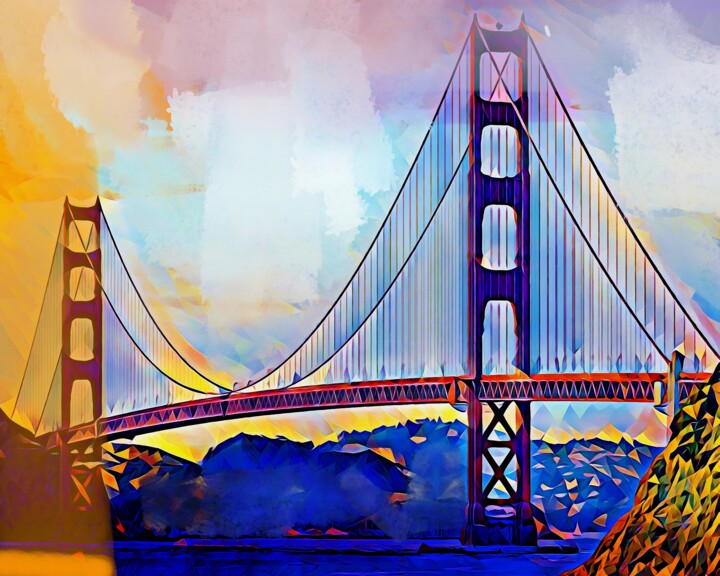 Painting titled "San Francisco, Gold…" by Ira Tsantekidou, Original Artwork, Digital Painting