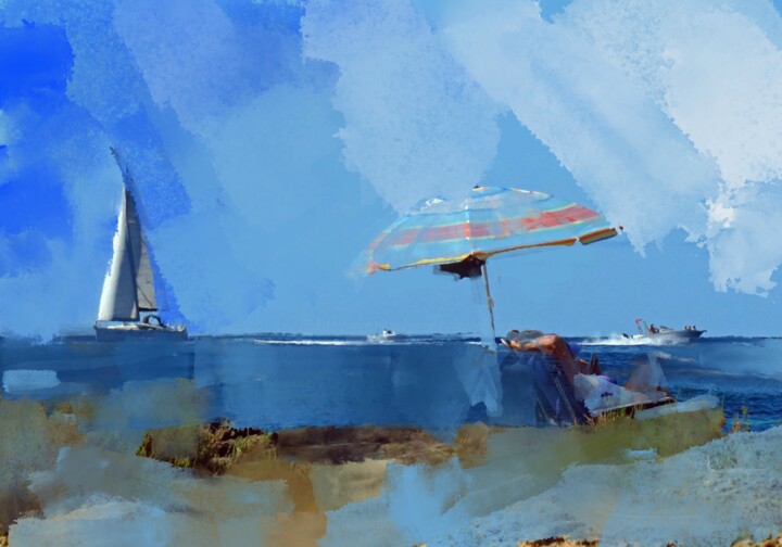 Malerei mit dem Titel "On Seaside 1" von Ira Tsantekidou, Original-Kunstwerk, Digitale Malerei