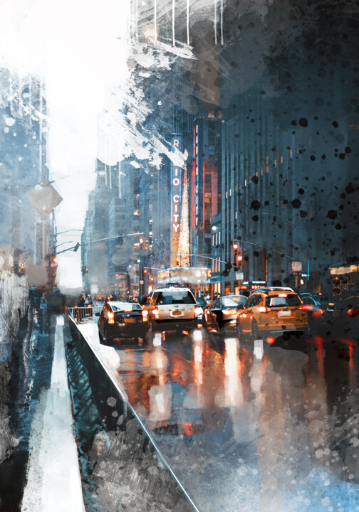 Malarstwo zatytułowany „New York Street 2” autorstwa Ira Tsantekidou, Oryginalna praca, Malarstwo cyfrowe