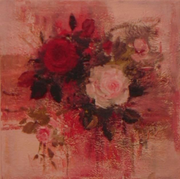 Painting titled "Le rose ." by Ira-Ma, Original Artwork, Oil