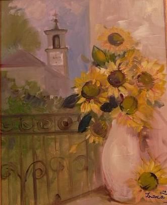 Painting titled "Vaso di girasoli" by Ira-Ma, Original Artwork, Oil