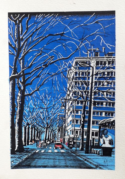 Dessin intitulée "Boulevard Co vidé e…" par Iracéma Lambotte, Œuvre d'art originale, Marqueur