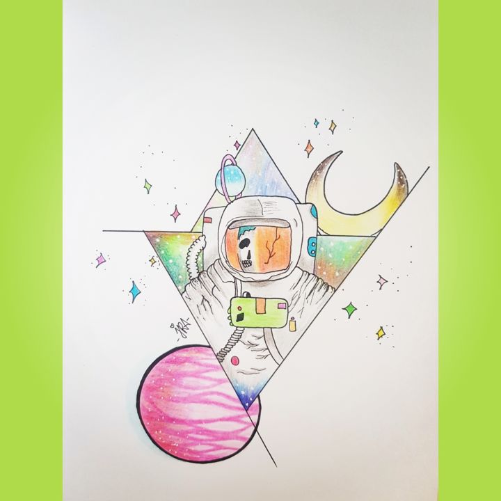 Dessin intitulée "Astronaut" par Irade Ibrahim, Œuvre d'art originale, Crayon
