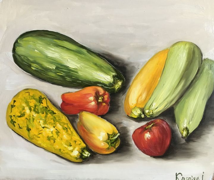 Картина под названием "vegetables" - Iryna Karpiak, Подлинное произведение искусства, Масло