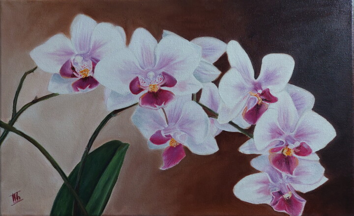 Pintura titulada "Pink orchid" por Ira Whittaker, Obra de arte original, Oleo Montado en Bastidor de camilla de madera