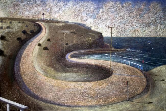 Schilderij getiteld "Coast Road" door Ireland, Origineel Kunstwerk, Olie