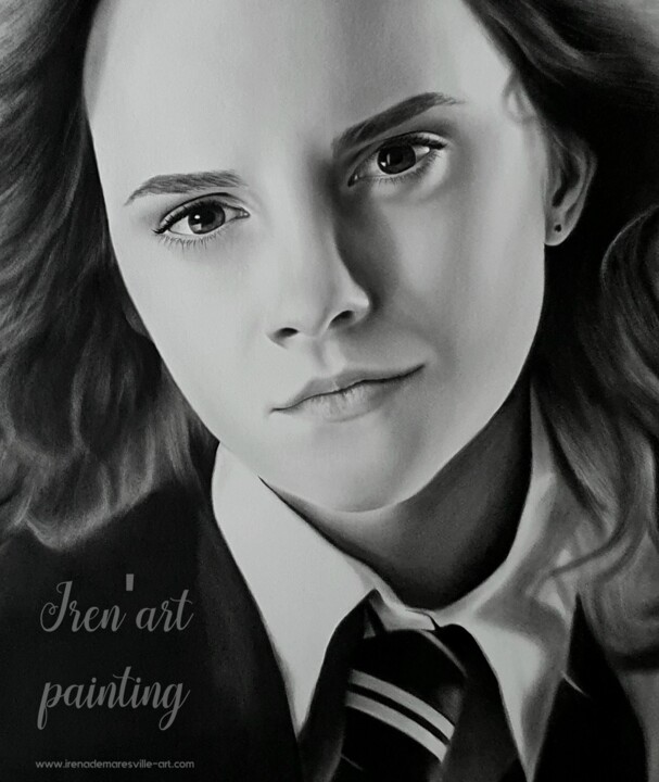 Schilderij getiteld "Hermione Granger" door Iren'Art Painting, Origineel Kunstwerk, Olie