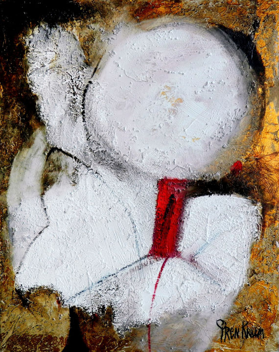 Ζωγραφική με τίτλο "Angel Dream" από Iren Krum, Αυθεντικά έργα τέχνης, Λάδι Τοποθετήθηκε στο Ξύλινο φορείο σκελετό