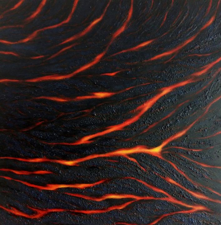 Painting titled "Magma" by Irena Bijelic Gorenjak, Original Artwork, Oil