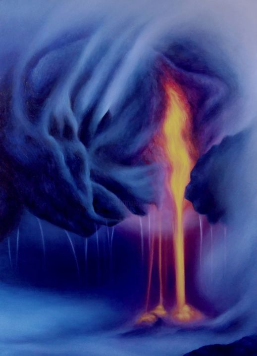 Painting titled "Kilauea Hawaii" by Irena Bijelic Gorenjak, Original Art, Oil
