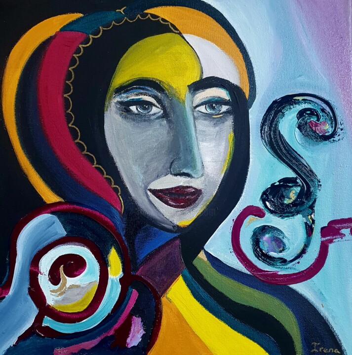 Malerei mit dem Titel "The Queen" von Irena Goftman, Original-Kunstwerk, Acryl